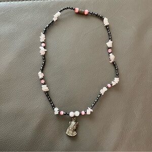 Hematite and Pink Crystal Necklace